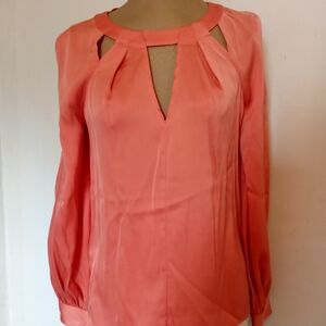 Trina Turk Coral Cut-Out Blouse